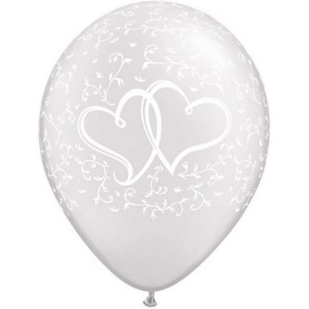 Ballon mariage double coeur blanc perlé qualatex